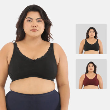 plus size bras for everyday wear - Black,Wine