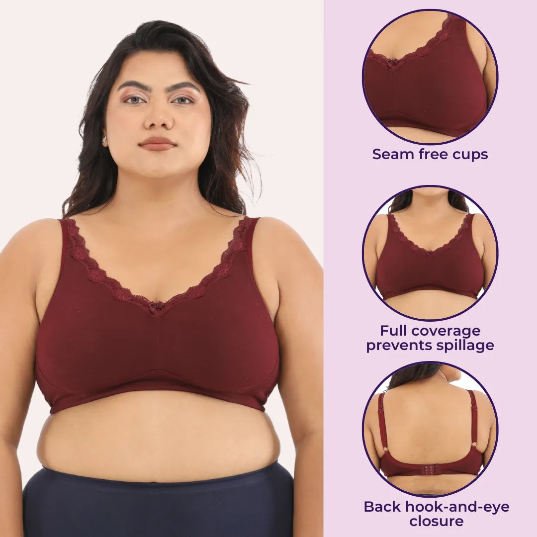 plus size bras for everyday wear - Wine