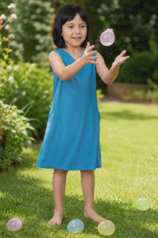 A video reference for girls nighties peacock blue color