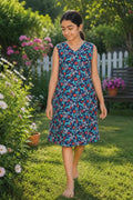 Blue Floral AOP Night Dress Knee Length Nighty Video