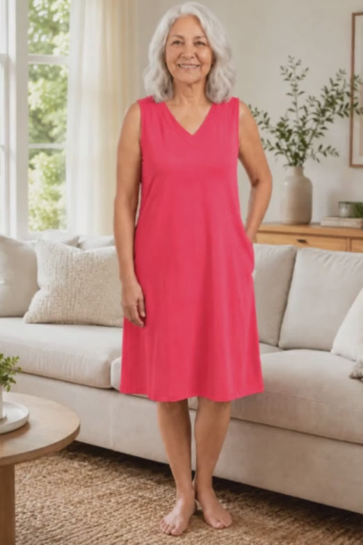 A video reference for night gown dress senior dark pink