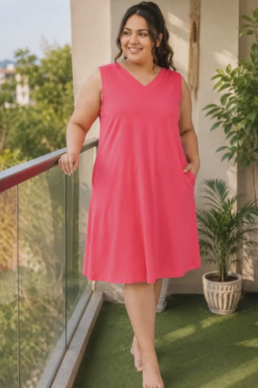 A video reference for nightgown dress plus size dark pink