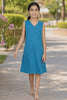 Peacock Blue Knee Length Cotton Nighty Video