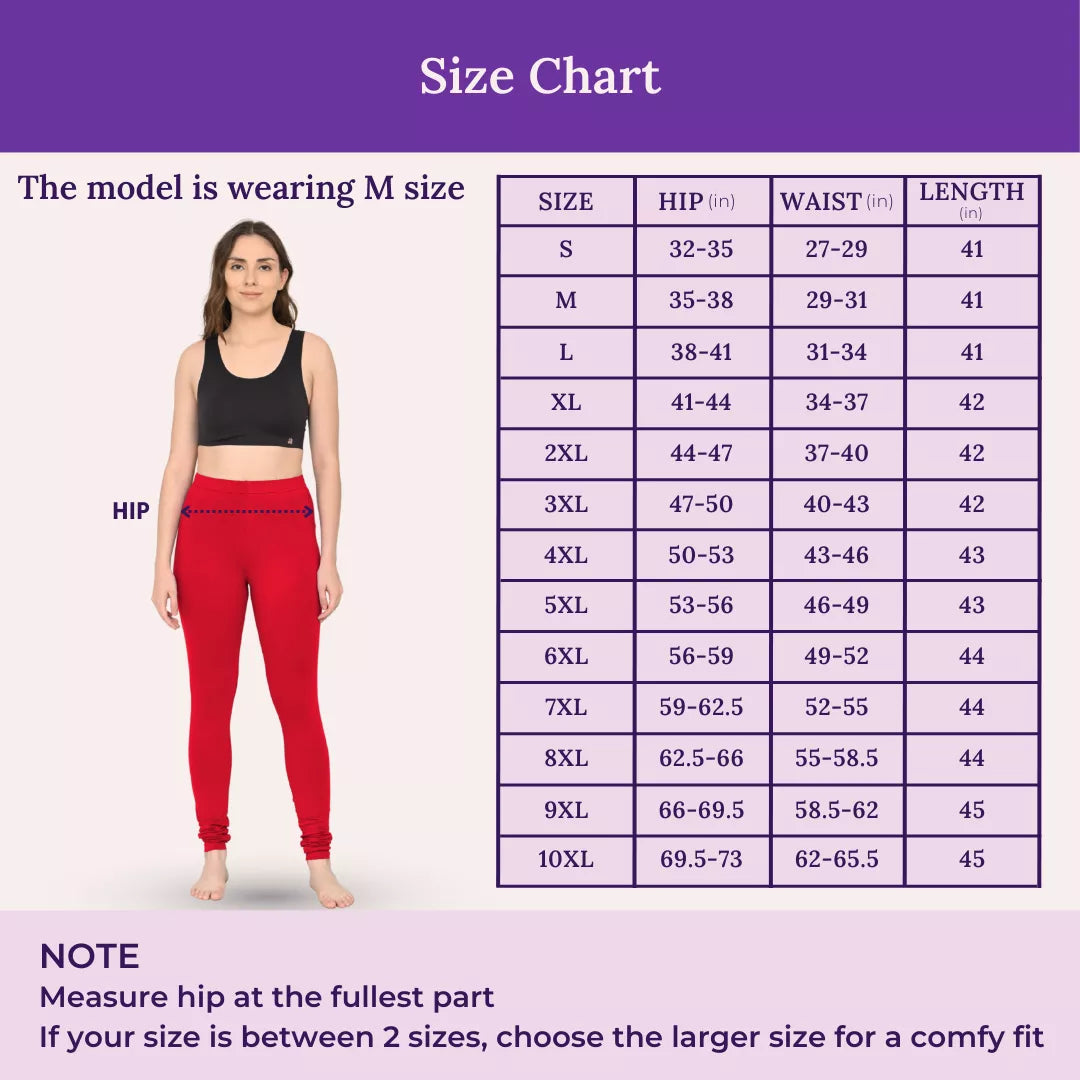 Size Chart For Churidar Leggings Red