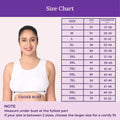 Size chart for underbust measurements with a model and measurement guide